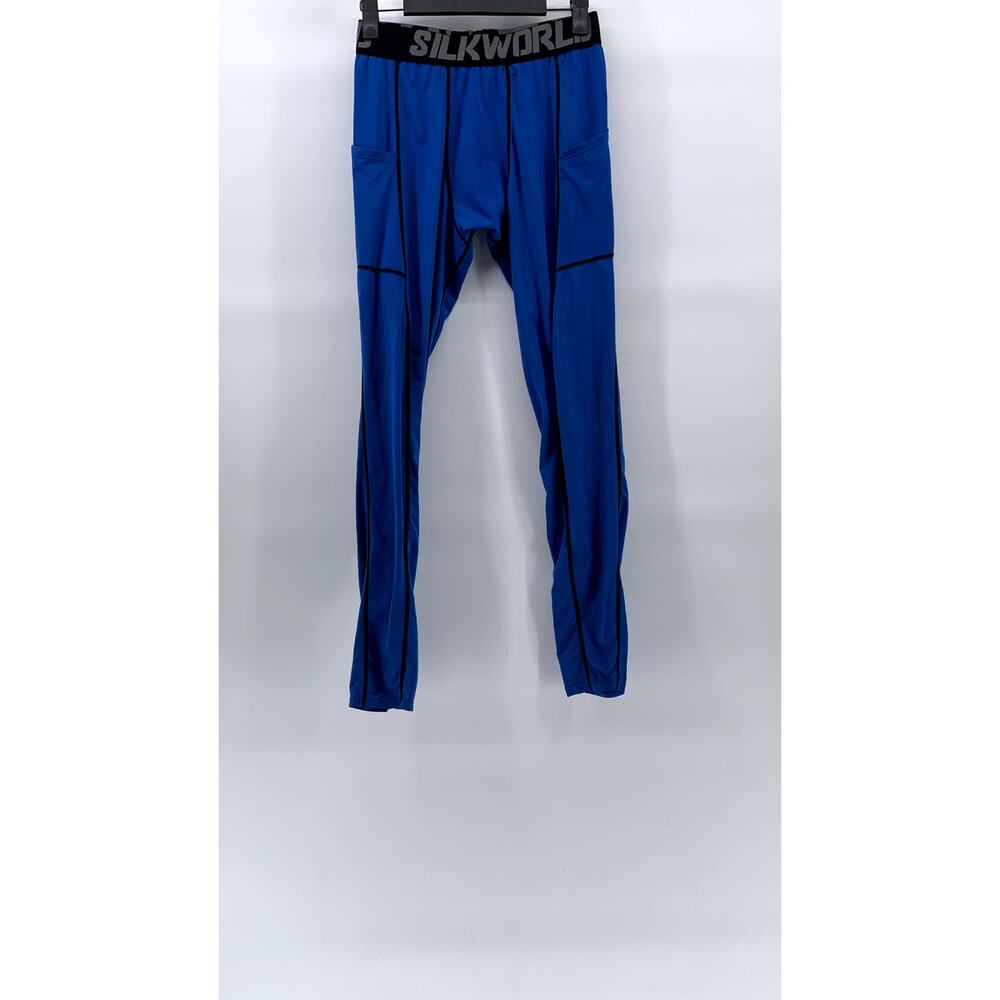 SILKWORLD Pro Men’s Blue-Black Elasticized Waist Compression Pants SZ M
